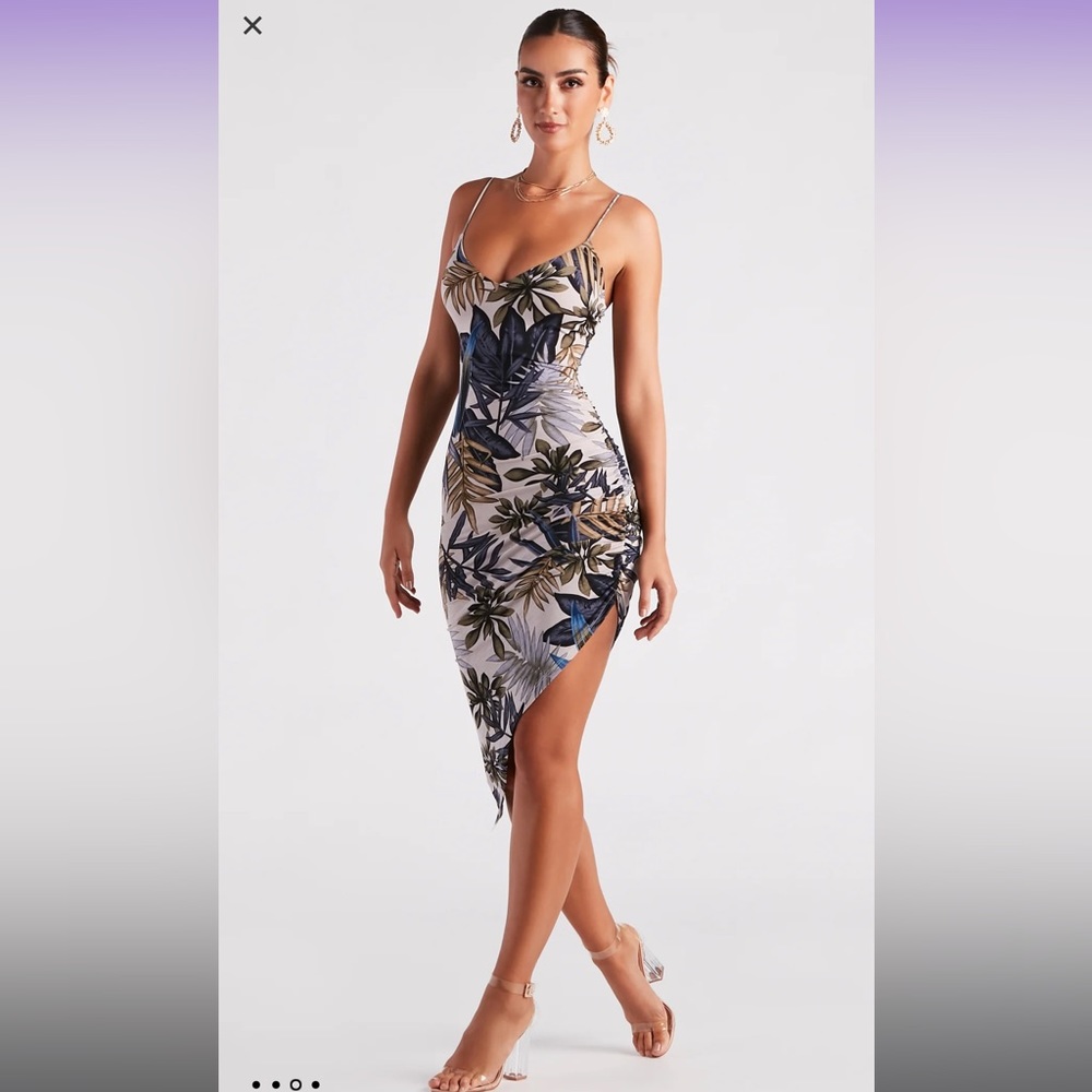 Windsor vacay slay tropical print midi dress